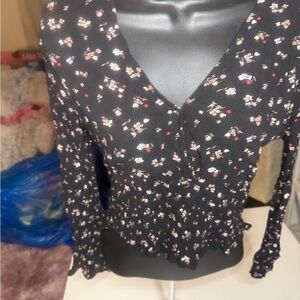 Paper Crane Floral Black Blouse S